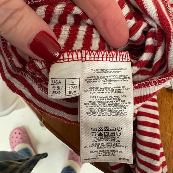 Brooks Brothers Red and White Striped boat neck Top large 💯 cotton 18in pit - Picture 4 of 5
